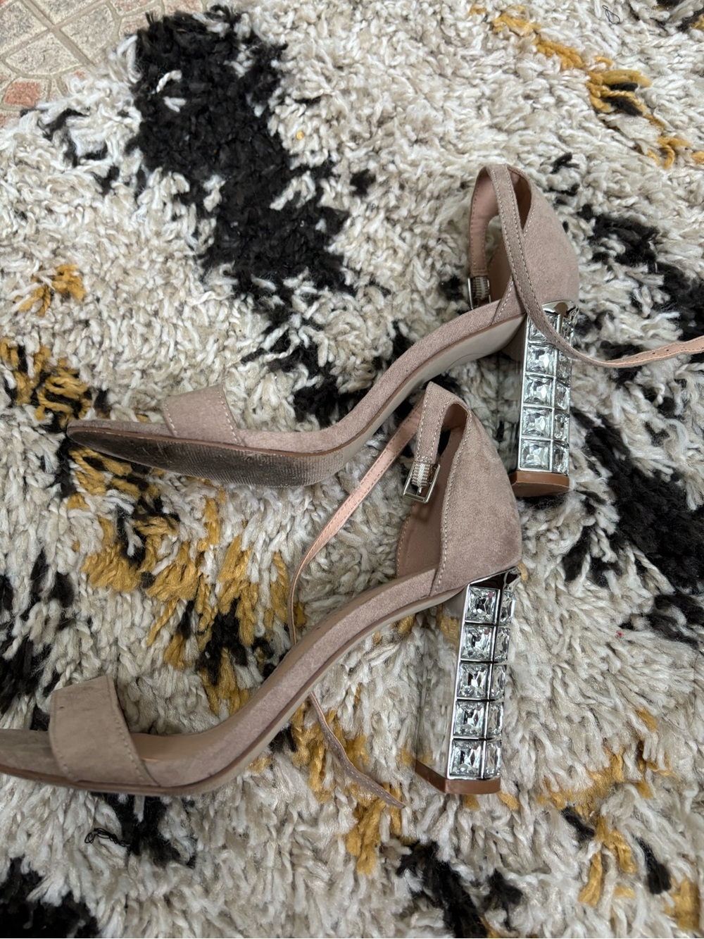 Madden Girl Ankle-Strap Heels with Crystal Block Heel